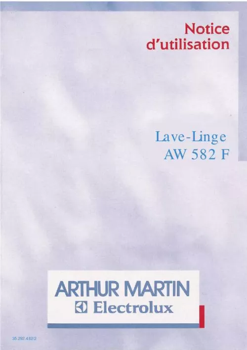 Mode d'emploi ARTHUR MARTIN AW582F