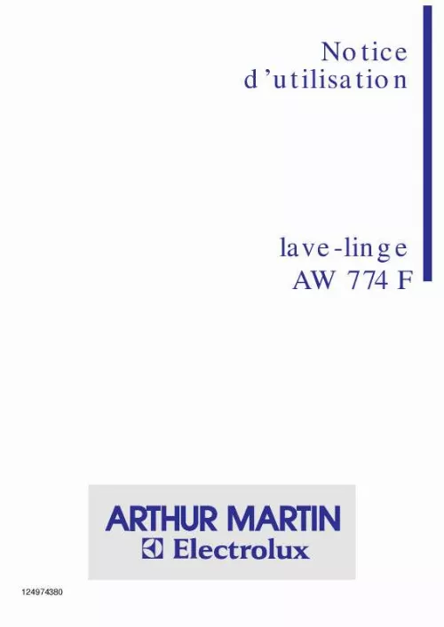 Mode d'emploi ARTHUR MARTIN AW774F