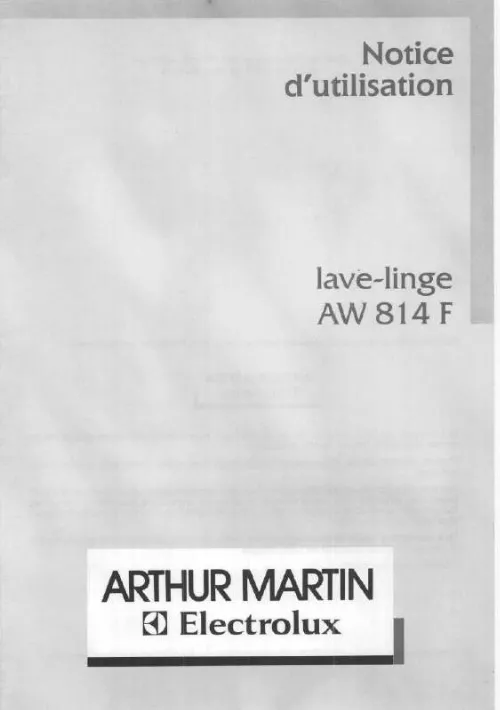 Mode d'emploi ARTHUR MARTIN AW814F
