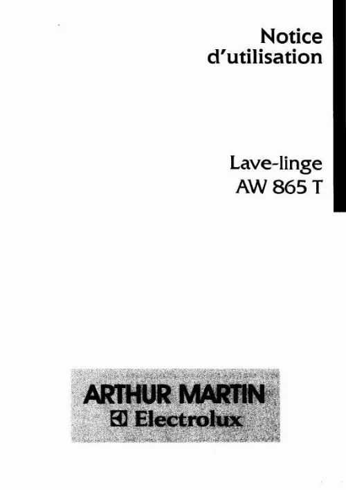 Mode d'emploi ARTHUR MARTIN AW865T1