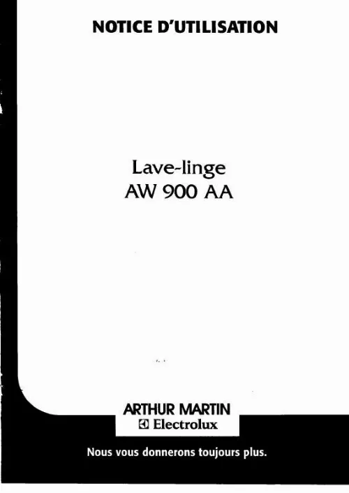 Mode d'emploi ARTHUR MARTIN AW900AA