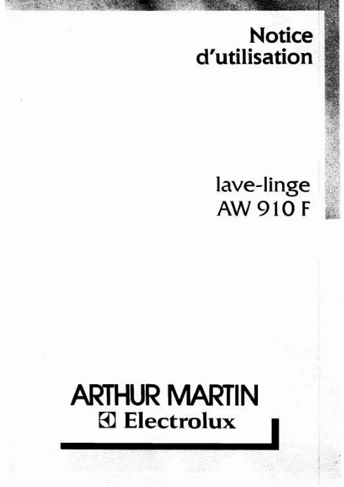 Mode d'emploi ARTHUR MARTIN AW910F