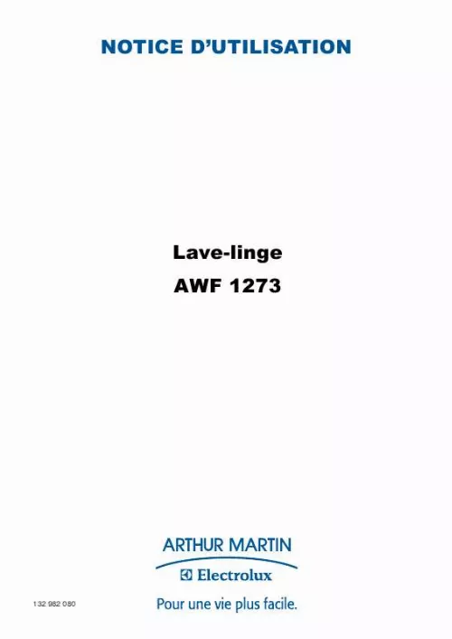 Mode d'emploi ARTHUR MARTIN AWF1273