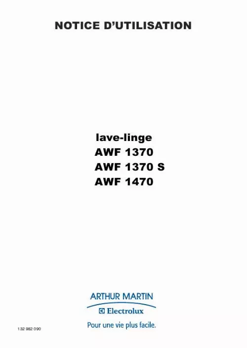 Mode d'emploi ARTHUR MARTIN ELECTROLUX AWF 1370 & AWF1370