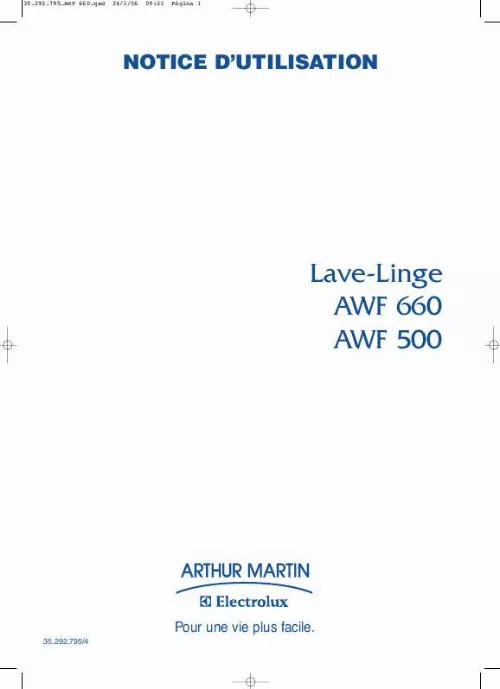 Mode d'emploi ARTHUR MARTIN AWF 500 & AWF500