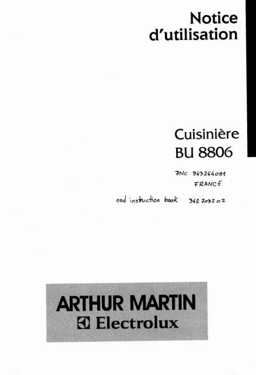 Mode d'emploi ARTHUR MARTIN BU8806W