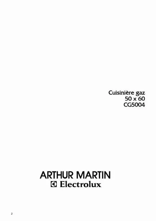 Mode d'emploi ARTHUR MARTIN CG5004W
