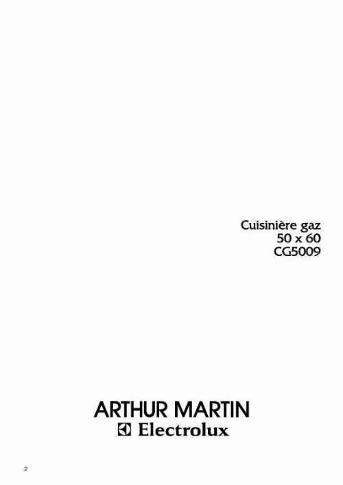 Mode d'emploi ARTHUR MARTIN CG5009W