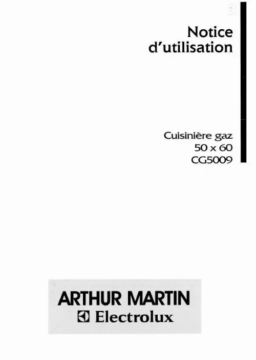 Mode d'emploi ARTHUR MARTIN CG5009W1
