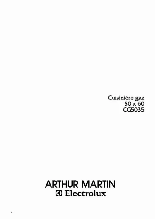 Mode d'emploi ARTHUR MARTIN CG5035W