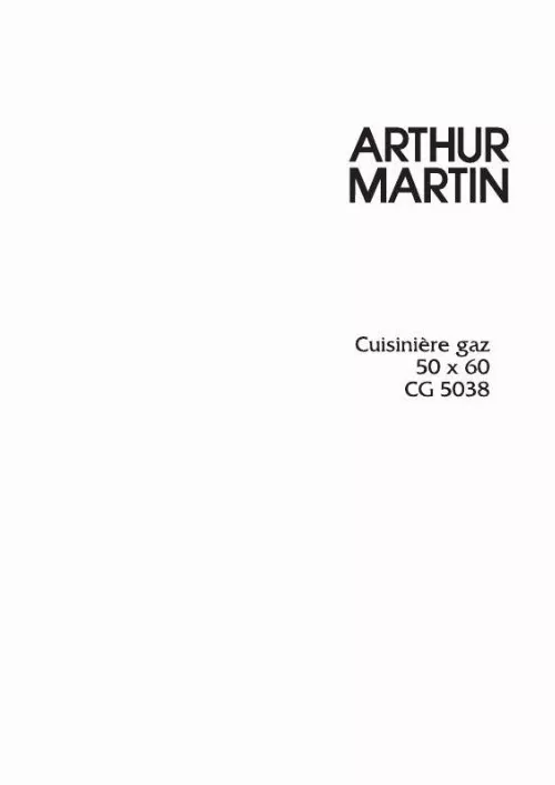 Mode d'emploi ARTHUR MARTIN CG5038W1