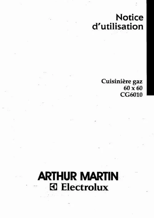 Mode d'emploi ARTHUR MARTIN CG6010-1