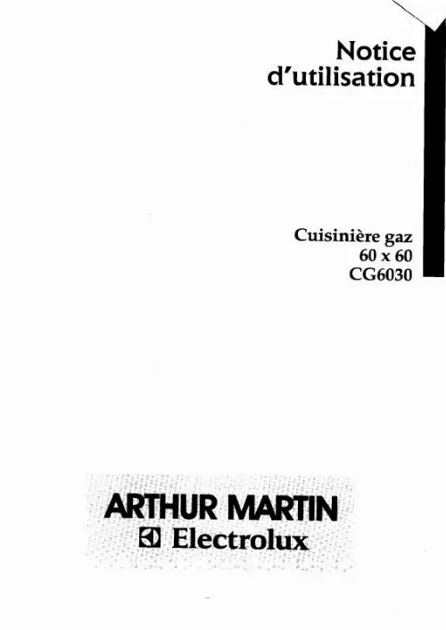 Mode d'emploi ARTHUR MARTIN CG6030-1