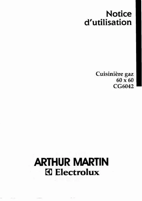 Mode d'emploi ARTHUR MARTIN CG6042W1