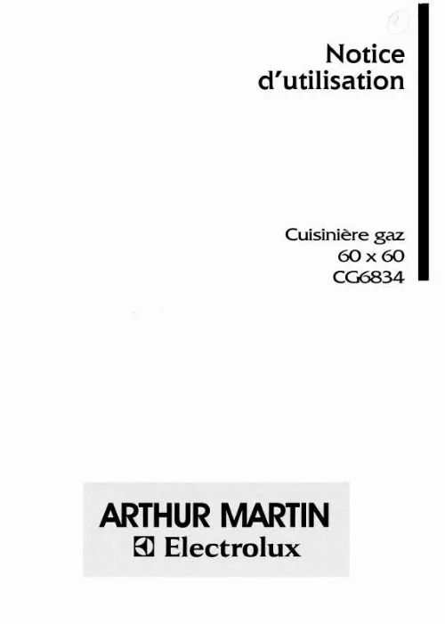 Mode d'emploi ARTHUR MARTIN CG6834W1