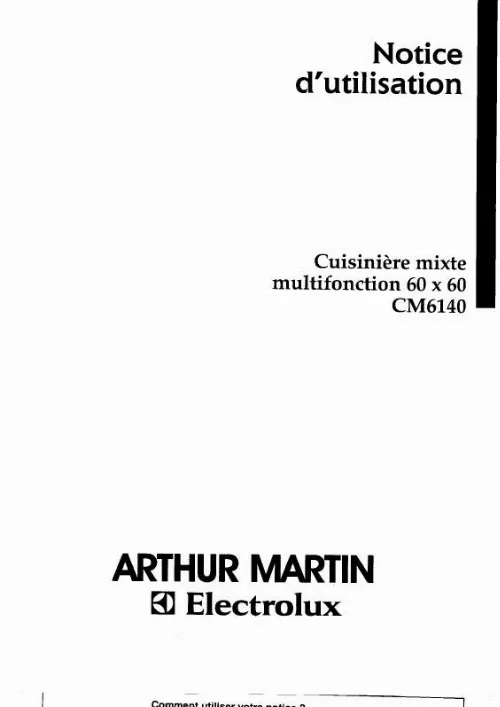 Mode d'emploi ARTHUR MARTIN CM6140W1