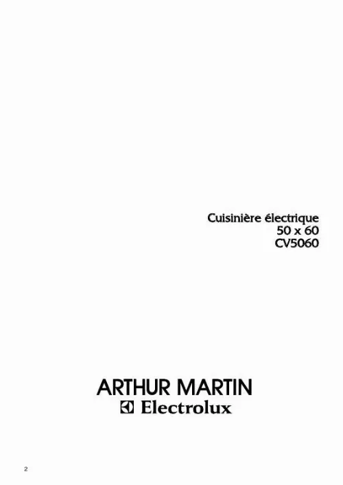 Mode d'emploi ARTHUR MARTIN CV5060W