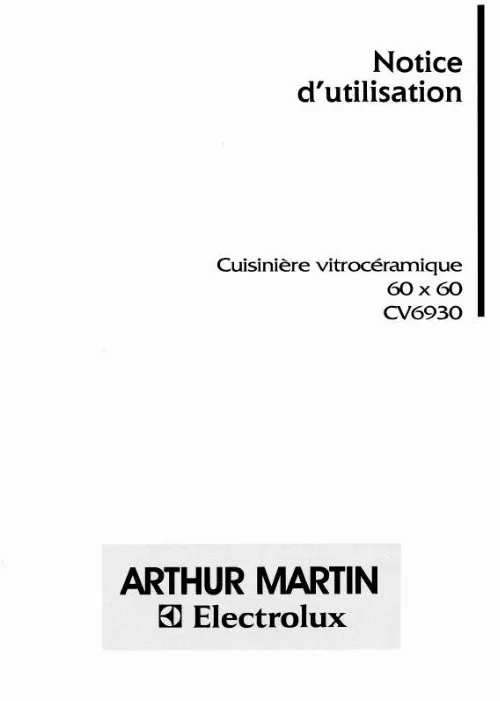 Mode d'emploi ARTHUR MARTIN CV6930-1