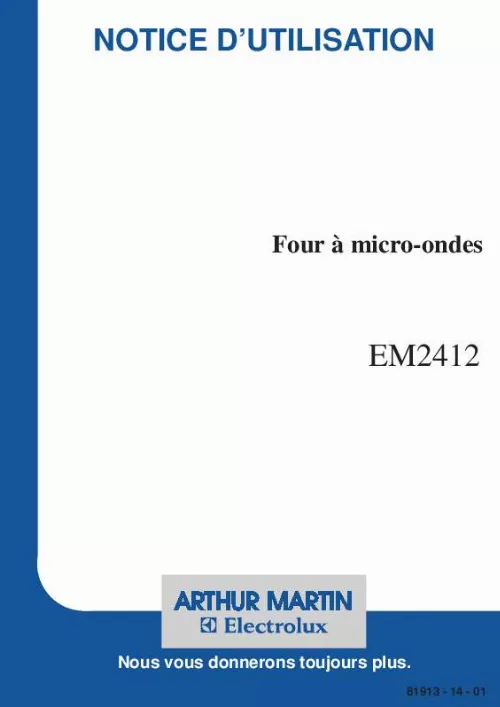 Mode d'emploi ARTHUR MARTIN EM2412B