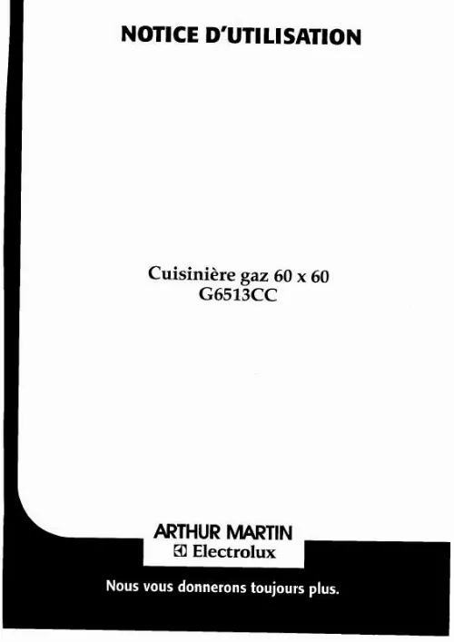 Mode d'emploi ARTHUR MARTIN G6513CCT1GASAME..