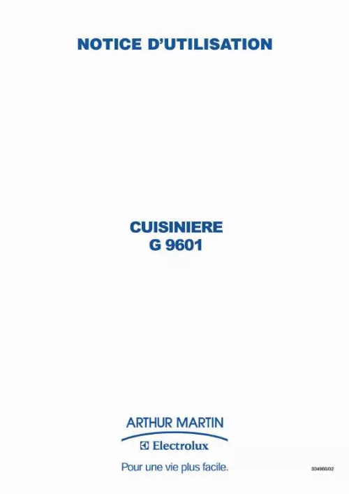 Mode d'emploi ARTHUR MARTIN G9601CCX