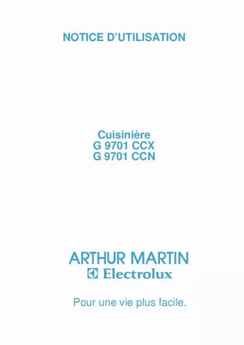 Mode d'emploi ARTHUR MARTIN G9701CCX