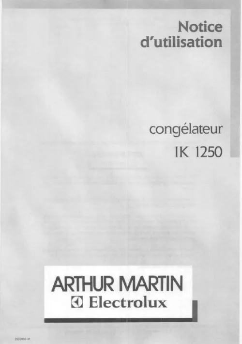 Mode d'emploi ARTHUR MARTIN IK1250