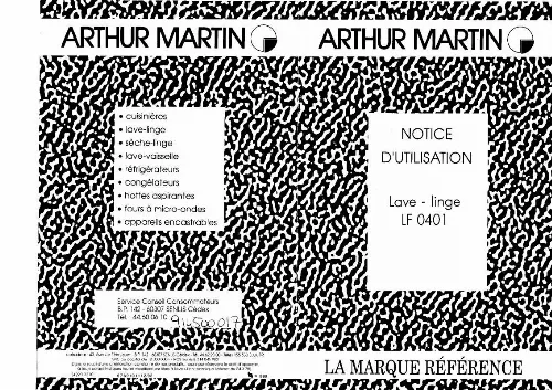 Mode d'emploi ARTHUR MARTIN LF0401