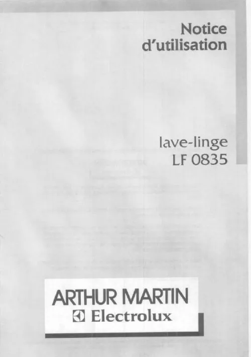 Mode d'emploi ARTHUR MARTIN LF0835