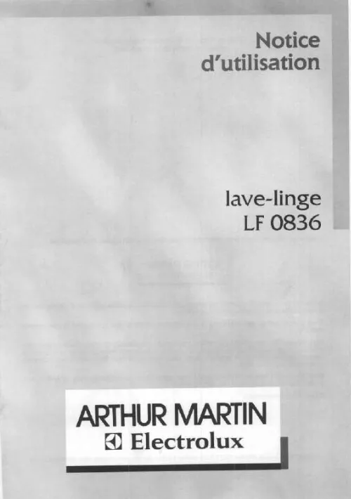 Mode d'emploi ARTHUR MARTIN LF0836