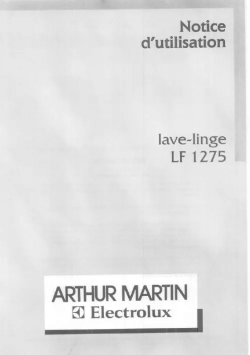 Mode d'emploi ARTHUR MARTIN LF1275