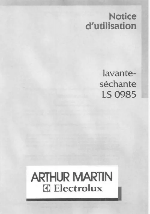 Mode d'emploi ARTHUR MARTIN LS0985