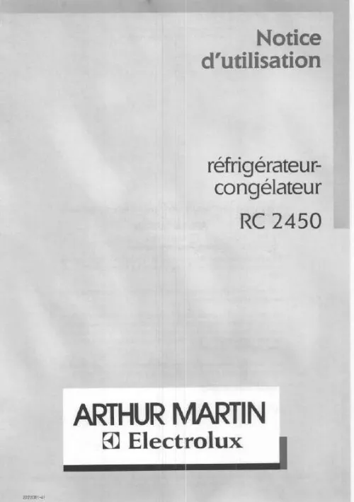 Mode d'emploi ARTHUR MARTIN RC2450W