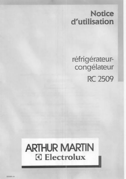 Mode d'emploi ARTHUR MARTIN RC2509W