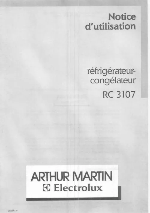 Mode d'emploi ARTHUR MARTIN RC3107W1