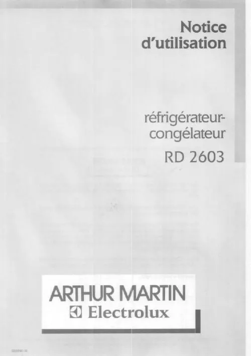 Mode d'emploi ARTHUR MARTIN RD2603W-1
