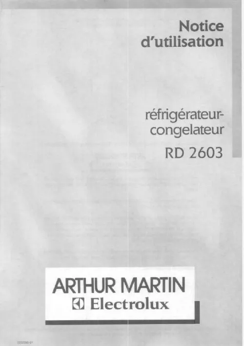 Mode d'emploi ARTHUR MARTIN RD2603W1