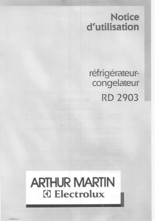 Mode d'emploi ARTHUR MARTIN RD2903W