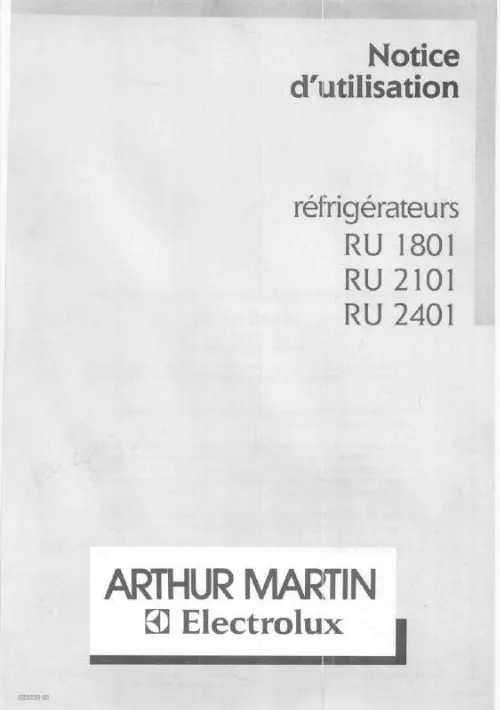 Mode d'emploi ARTHUR MARTIN RU2101W