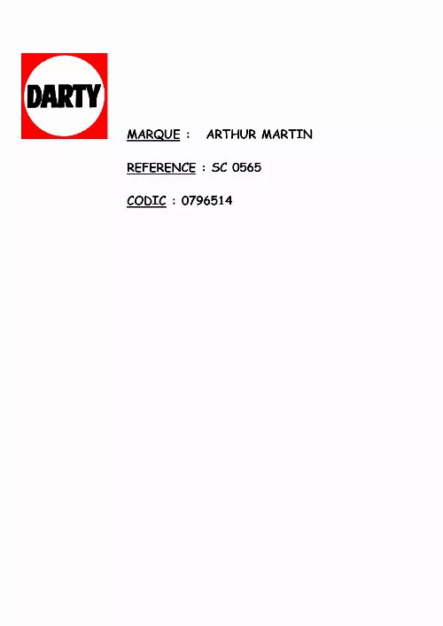 Mode d'emploi ARTHUR MARTIN SC 0565
