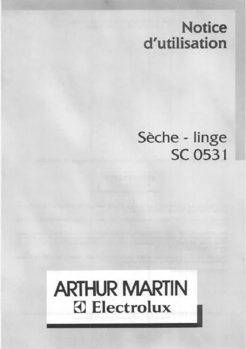 Mode d'emploi ARTHUR MARTIN SC0531