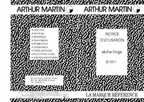 Mode d'emploi ARTHUR MARTIN SE0511