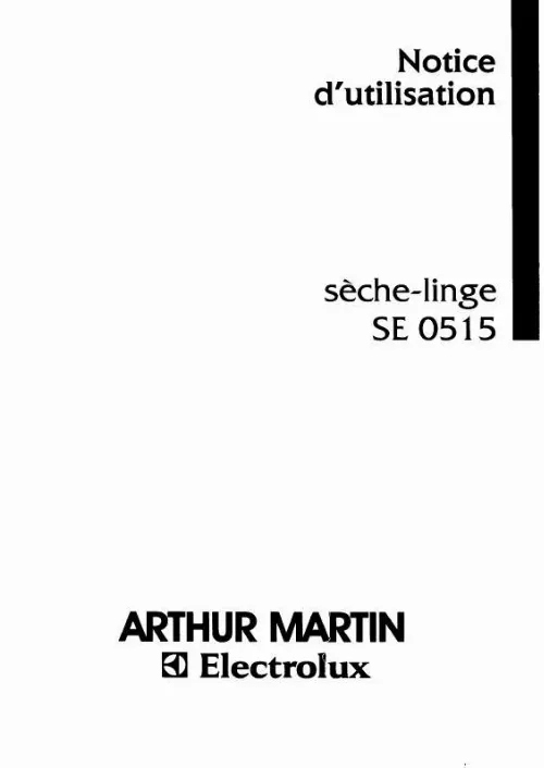 Mode d'emploi ARTHUR MARTIN SE0515