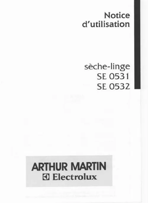 Mode d'emploi ARTHUR MARTIN SE0531