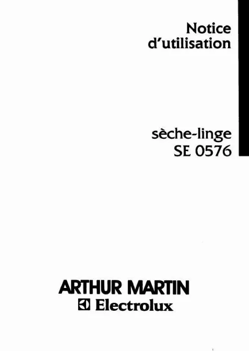 Mode d'emploi ARTHUR MARTIN SE0576