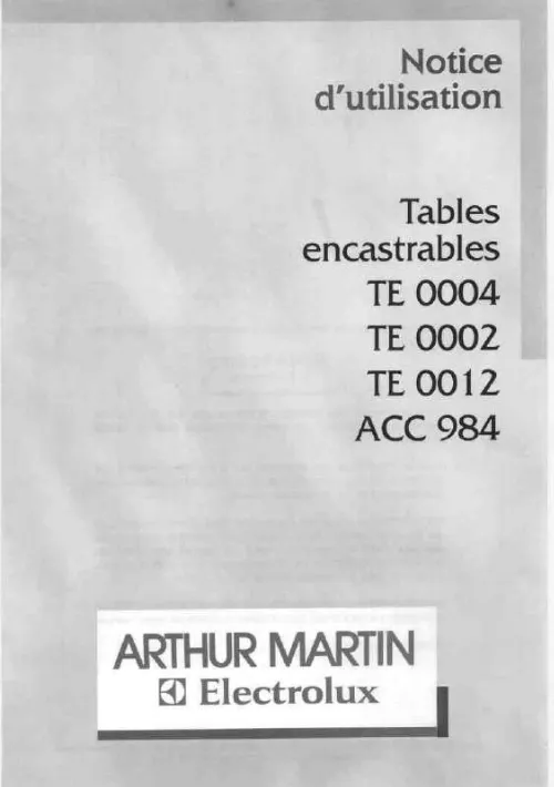 Mode d'emploi ARTHUR MARTIN TE0012T1