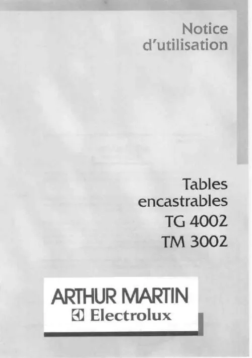 Mode d'emploi ARTHUR MARTIN TG4002T