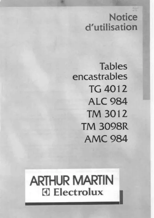 Mode d'emploi ARTHUR MARTIN TG4012W