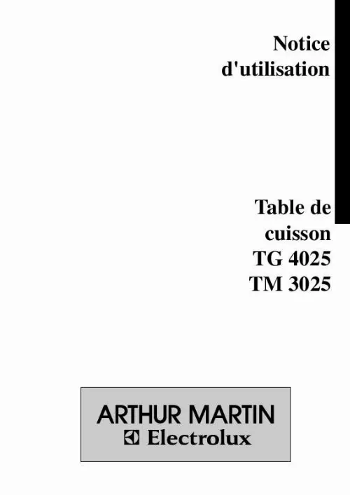 Mode d'emploi ARTHUR MARTIN TG4025