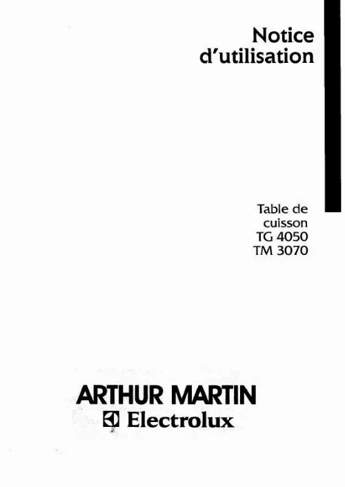 Mode d'emploi ARTHUR MARTIN TG4050W